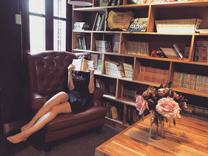 CharmaineLouise Books CLBooks Woman reading book in home library